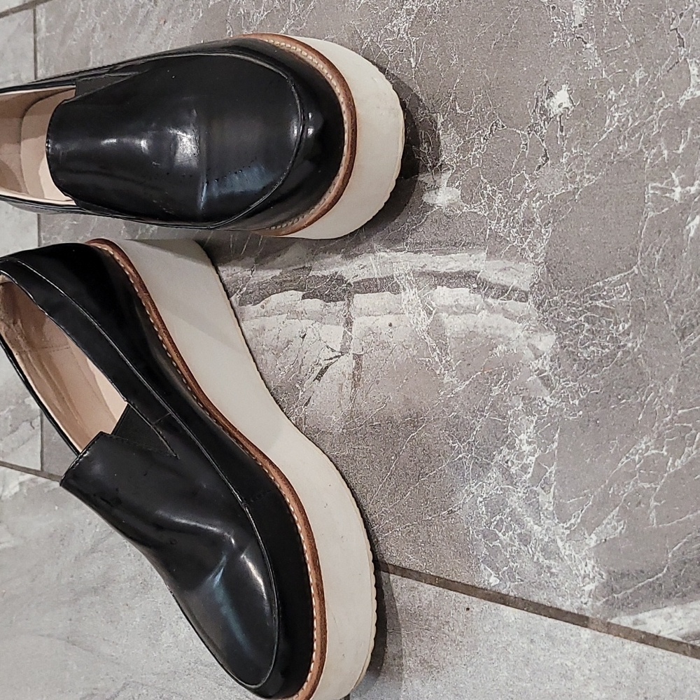 Sol Sana Black and White Platform Loafers